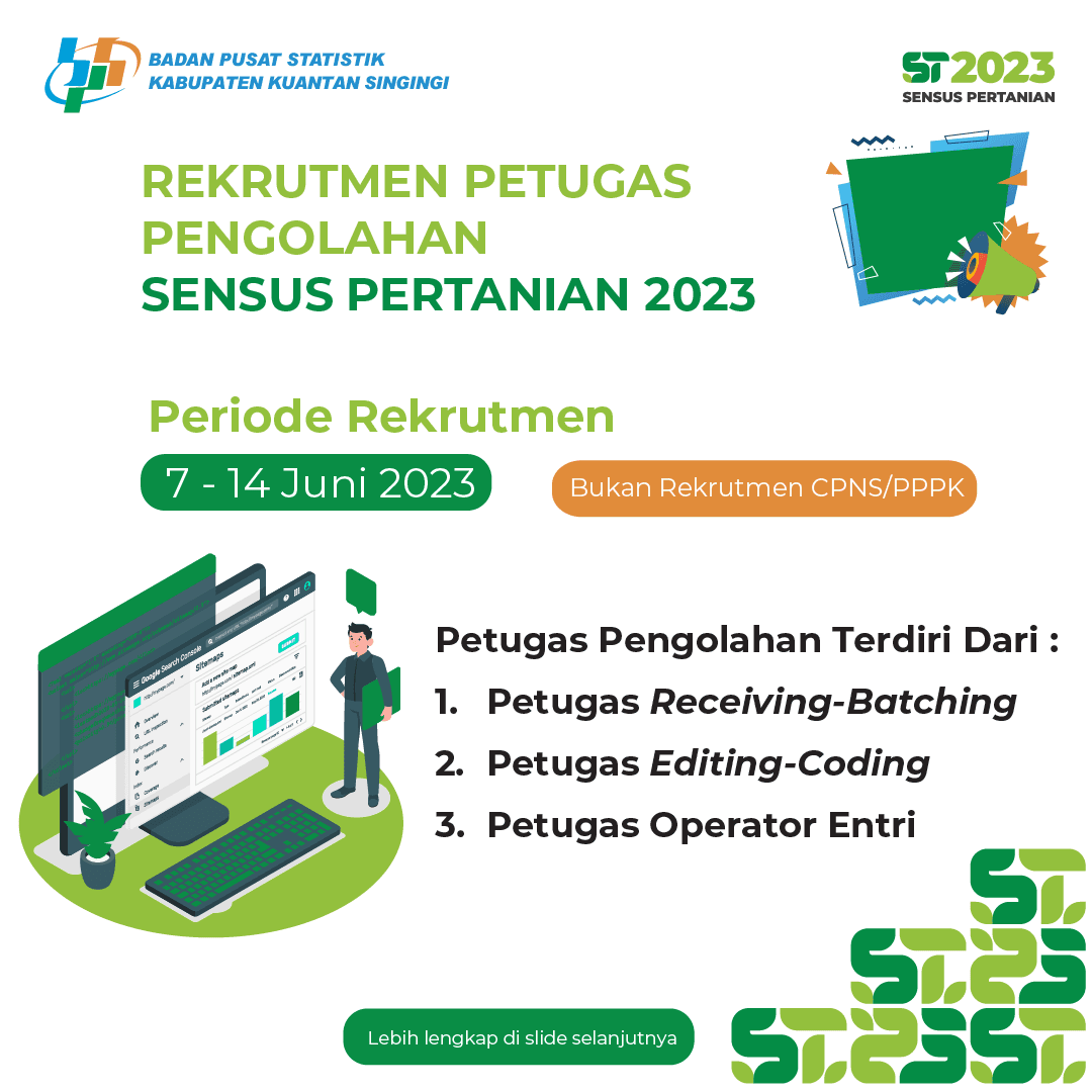 Pengumuman Rekrutmen Calon Petugas Pengolahan Sensus Pertanian 2023 Tahap 1