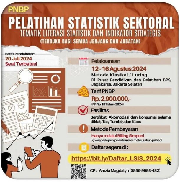 Pendaftaran Pelatihan Statistik Sektoral Tematik (Terbuka Bagi Semua Kalangan)